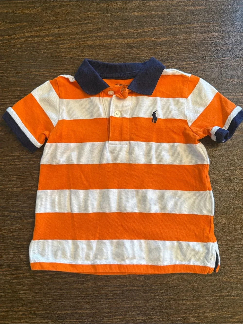 Ralph Lauren Orange, White & Navy Striped Polo